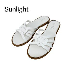 Wonderly Tara Womens White Woven Slide Sandals Size 7.5 Faux Leather